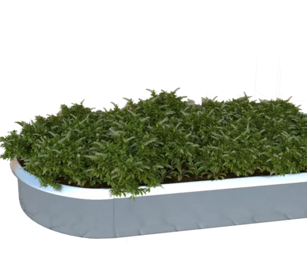 Ovalt højbed i galvaniseret stål, 54cm højde (med sneglekant)