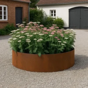 Rundt højbed i 5mm cortenstål, højde 40cm
