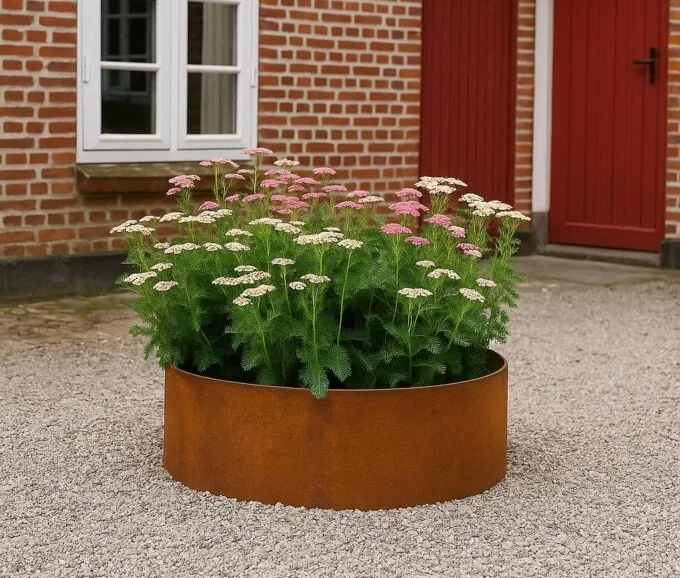 Rundt højbed ø90 cm i 5 mm corten stål, 50 cm højt