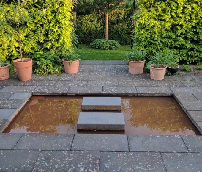 Spejlbassin i 5 mm Corten stål, 120x80x10cm