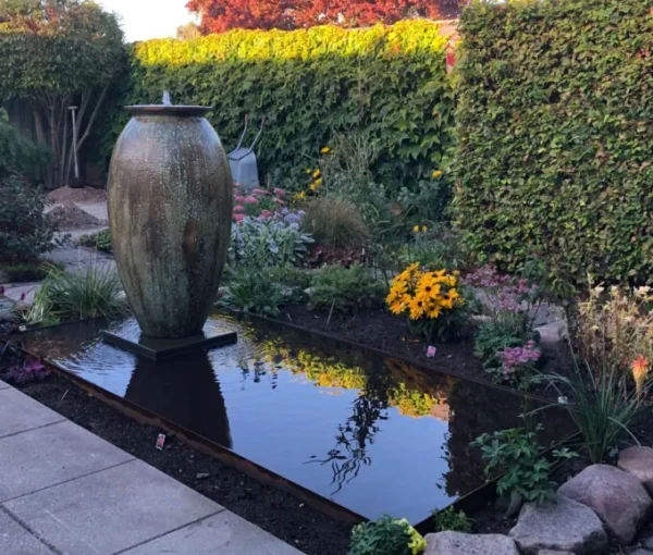 Spejlbassin i 5 mm Corten stål, 120x80x10cm