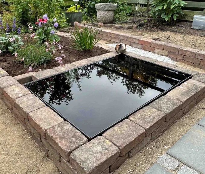 Spejlbassin i 5 mm Corten stål, 120x80x10cm