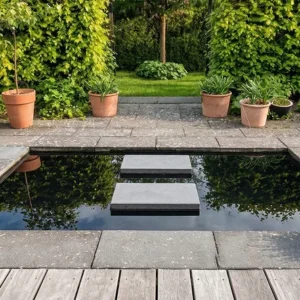 Spejlbassin i 5 mm corten stål, 160x80x10cm