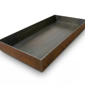 Spejlbassin med 90 cm vandfald i corten stål måler 200 x 100 x 10 cm