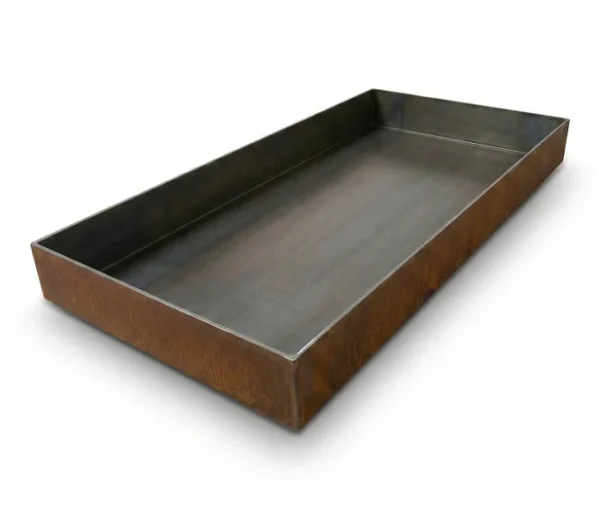 Spejlbassin i 5 mm Corten stål måler 200 x 100 x 10 cm
